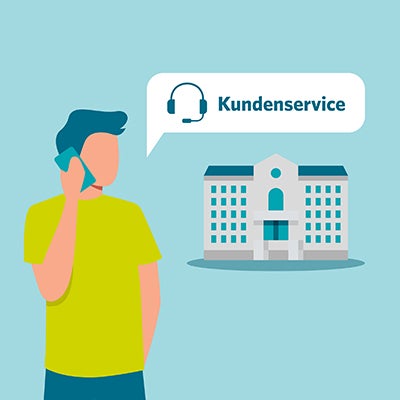 Illustration Person telefoniert mit dem Kundenservice