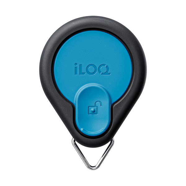 Smartkey, rundlicher schwarz-blauer Schlüsselanhänger von iLOQ