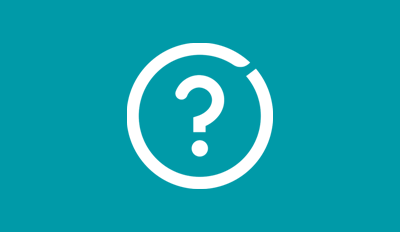 Fragezeichen in weißem Kreis vor türkisem Hintergrund.