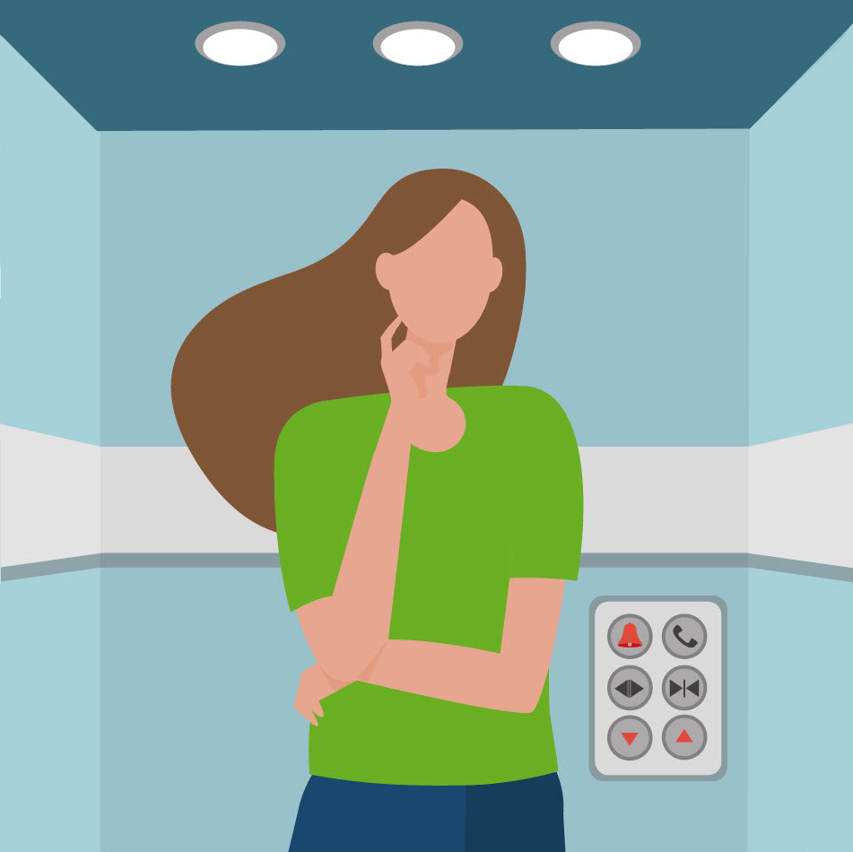Illustration Frau im Aufzug Illustration Frau im Aufzug